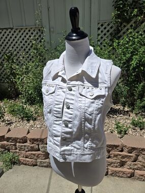 Levis White Studded Denim Vest Womans Medium